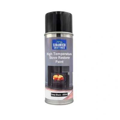 Image of SIRAMICO COATINGS Stove, Chimnea, Smoker &amp; BBQ Spray Paint Restorer High Temperature Formula up to 1000C Black Red or White 400ml (1, Deep Black)