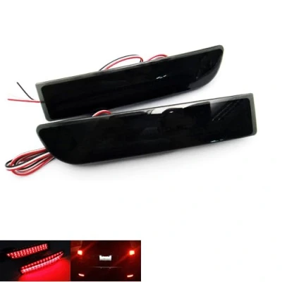 Image of 2x Black Smoked Lens Rear Bumper Reflector LED Fog Tail Stop Brake Light DRL For Alphard Avensis Previa RAV4 Vanguard