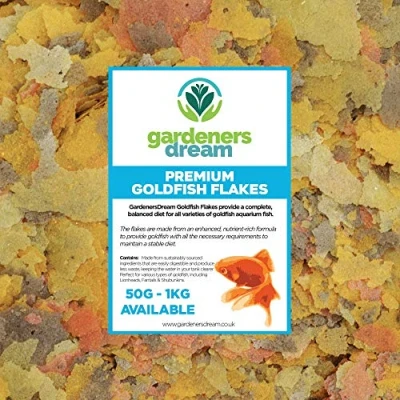Image of GardenersDream Goldfish Flakes Premium Grade Aquatic Fish Food Mix Healthy and Nutritious all round Feed for Coldwater Life High Protein, Great Source of Vitamins &amp; Easily Digestible (1kg)