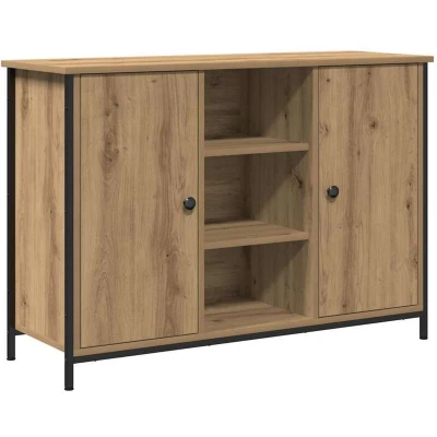 Image of vidaXL Sideboard Artisan Oak 100x35x70 cm Engineered Wood and Steel