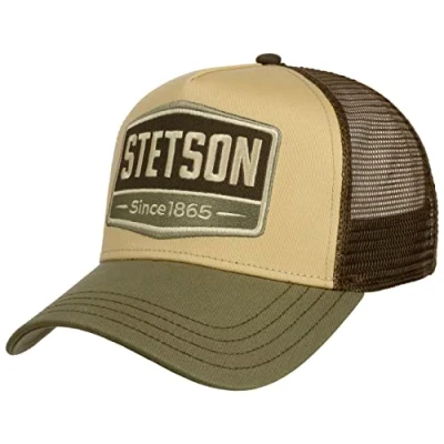 Image of Stetson Highway Trucker Cap Women/Men,Baseball with Cotton,One Size (Approx. 55 61 cm),Adjustable Baseball Mesh Insert,Summer,Winter Peaked Olive One Size, olive, Fits All