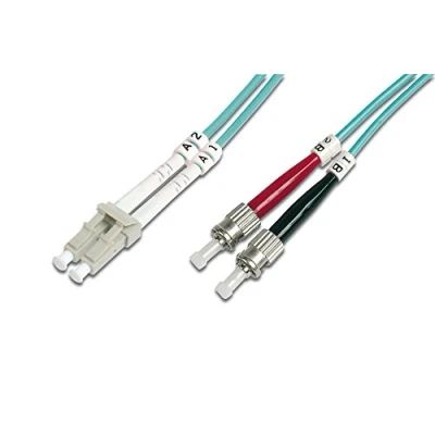 Image of DIGITUS DK 2531 02/3 Fibre Optic Cable OM3 2 m LC to ST Duplex 1/10/40/100 Gbit/s MM Multimode LAN Type: 50/125 µ Turquoise (Aqua)