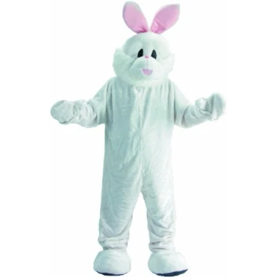 Image of Dress Up America Kids Easter Bunny Mascot Costume, White, Ages 12 14 (Waist 34 38 Inch, Height 50 57 inch)