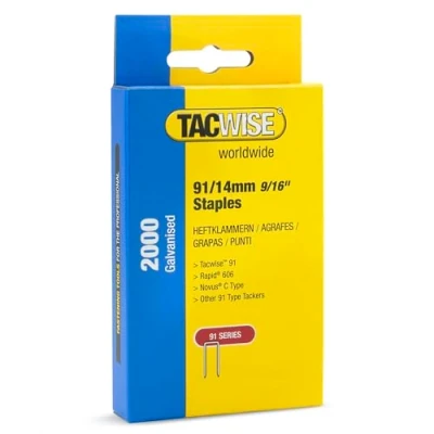 Image of TACWISE 1758 Type 91/14 mm Galvanised Narrow Crown Staples for Z4 140 Tacker, Pack of 2000, Silver