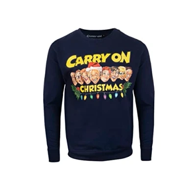 Image of Carry On Christmas Classic British Films Official Jumper All The Gang Kenneth Williams Sid James (as8, Alpha, l, Regular, Navy, L)