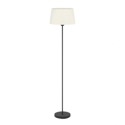 Image of Eglo Floor lamp Febres, floorlamp with Fabric lampshade, Standing Made of Black Metal and bouclé in White, Living Room Lighting footswitch, E27 Socket