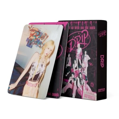 Image of 55pcs Baby Monster DRIP Photocards New Album Cards Mini Merch RAMI Ahyeon Pink Style Poster