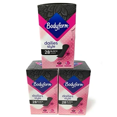 Image of Bodyform Dailies Style x28 Black Pantyliners Multipack Bundle 3 Pack (84 Liners Total)