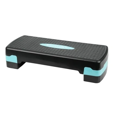 Image of Crystals Exercise Step for Home and Gym Aerobic Platform with Mat Free Guide Chart Fitness Yoga, Cardio &amp; Weight Workouts Adjustable 2 Level Height (10/15CM)