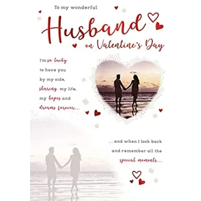 Image of Piccadilly Greetings Photographic Valentines Day Card Husband 10 x 7 inches, A50274