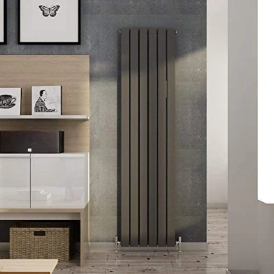 Image of ELEGANT 1800 x 452mm Anthracite Vertical Column Radiator Single Flat Panel Designer Bathroom