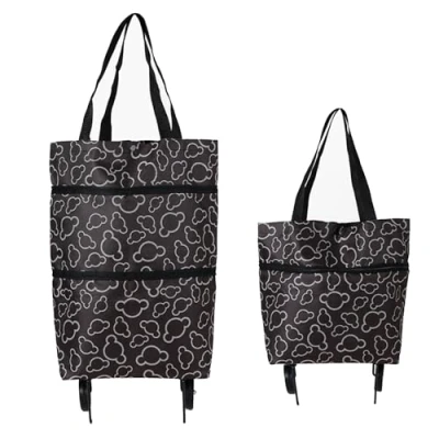 Image of Folding Shopping Trolley,Shopping Trolley Bag on Wheels,Oxford Cloth Waterproof,Collapsible Bags Reusable for Supermarket G