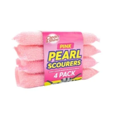 Image of FabFinds Scourers Sponge Non Scratch Kitchen Washing up Pads (Pink Pearl, Pack of 12)