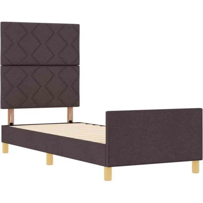 Image of vidaXL Bed Frame Dark brown Wood, Fabric 80 x 200 cm Durable