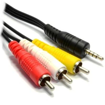 Image of kenable 3.5mm 4 Pole Jack Plug to 3 x RCA Phono Composite &amp; Audio Cable 1m [1 metres]