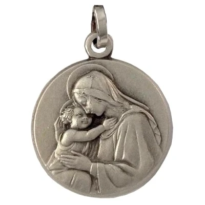 Image of 925 STERLING SILVER MADONNA WITH JESUS CHILD MEDAL THE PATRON SAINTS MEDALS 100% MADE IN ITALY
