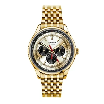 Image of Sekonda Maverick Men’s 43mm Quartz Watch in Champagne with Analogue Display, and Gold Stainless Steel Bracelet 30040