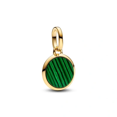 Image of PANDORA Mini Locket Charm 763389C01 Engravable, one size, Sterling Silver, Malachite