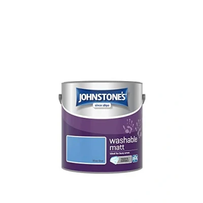 Image of Johnstone&#039;s Washable Paint Blue Star Matt Finish Emulsion Highly Durable Stain Resistant Non Toxic &amp; Low Odour 12m2 Coverage per Litre 2.5L