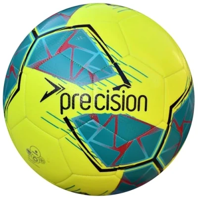 Image of Precision Fusion FIFA Basic Training Ball, All Weather, IMS Certified, Official, Highly Durable, 3.5mm Eva Foam, Yellow, Teal, Cyan, Size Ball 3