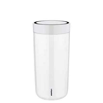 Image of Stelton to Go Click Vacuum Thermal Water Jug, Double Wall Insulated Bottle Stainless, Leakproof Travel Coffee Cup &amp; Tea Flask, Smart Lid for Hot, Cold Drinks (0.4 Litre, Chalk)