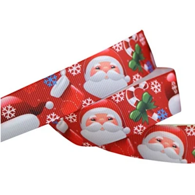 Image of Cute RED Father Christmas Santa 2M X 22mm Wide Cake Ribbon Gift Wrap Decoration &amp; Decorating Ideas for Present Bows Toppers or Wrapping Bags Box Balloon String Cards Art Craft XM18