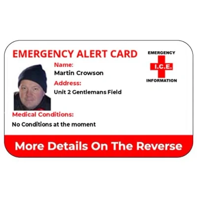 Image of Quantum Leap ICE in Case of Emergency Medical Alert ID Card All Conditions Custom Printed