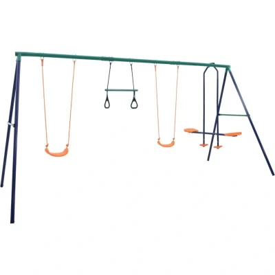 Image of vidaXL Swing Set with Gymnastic Rings and 4 Seats Steel