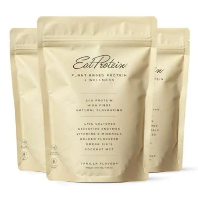 Image of EatProtein Plant Based Protein + Wellness Powder, Vegan Powder for Women. Dairy, Lactose, Gluten, Soy Free. No Artificial Flavours, Sweeteners or Added Sugars. Vanilla, 2 Month Supply, 1.8kg