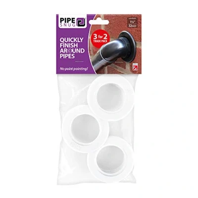 Image of PipeSnug Waste Pipe Collar and Seal, White 32mm (1 1/4&quot;) (Pack of 3)