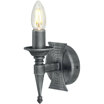 Image of Saxon 1 Light Indoor Candle Wall Silver, Black, E14