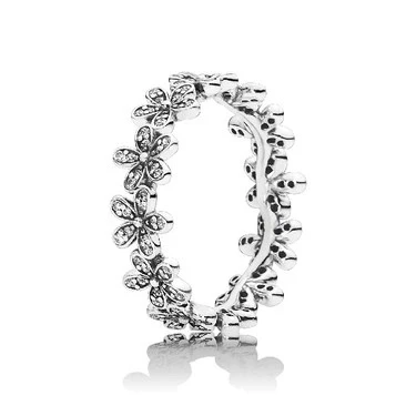 Image of PANDORA Moments Women&#039;s Sterling Silver Daisy Ring, Size 56, No Box