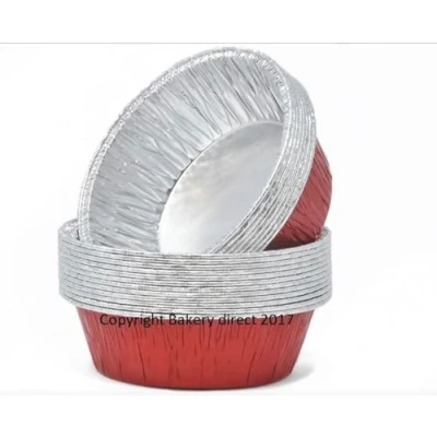 Image of Bakery Direct 130 Round Aluminium foil Pukka Pie foils/Dishes in 5 Colours! (red)