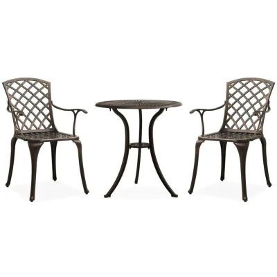 Image of vidaXL 3 Piece Bistro Set Cast Aluminium Bronze
