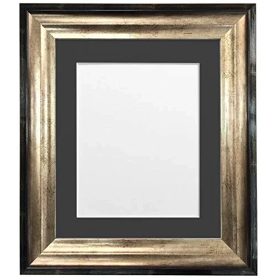 Image of FRAMES BY POST Firenza High Gloss Black Picture Photo Frame Plastic Glass with Mount 16&quot;x12&quot; for Image Size 12&quot;x8&quot;