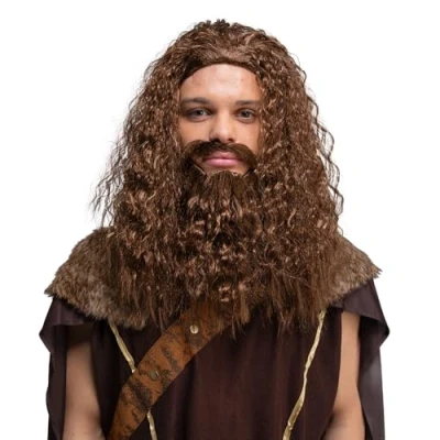 Image of Wicked Costumes Adult Mens Fantasy Long Curly Wig &amp; Beard Fancy Dress
