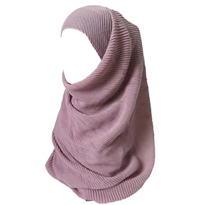 Image of Lina &amp; Lily Premium Cotton Pleated Hijab for Muslim Women, Maxi Head Scarf Shawl Wrap Lightweight (Mauve)