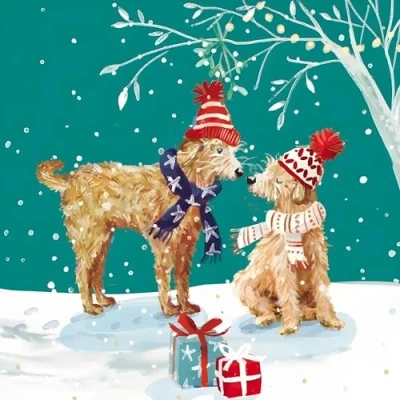 Image of GBCC Charity Christmas Cards Pack of 10 with Festive Dogs Design Eco Friendly Xmas Multipack Envelopes