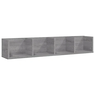 Image of vidaXL CD Wall Shelf Grey Sonoma Engineered Wood Contemporary Floating for CD/DVD Storage Home, Living Room, Office, Kids&#039; Room Decor