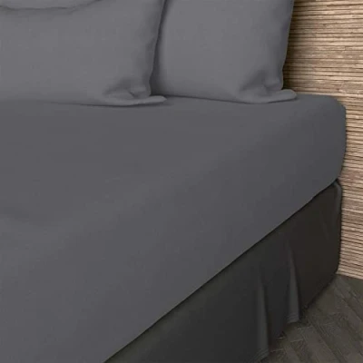 Image of Soleil d&#039;ocre, Fitted Sheet, Cotton, 57 Threads, Grey, 90 x 200 cm