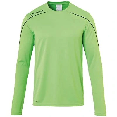 Image of Uhlsport Stream 22 Long Sleeve Jersey Men, Lime Yellow/Azure Blue, Moisture Wicking Dry Tech, Size L