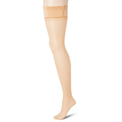 Image of 1 Pair Natural Tan 10 Denier Elegance Sheer Hold Ups Ladies Medium Charnos