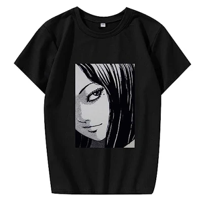 Image of Junji Ito T Shirt Tomie Kawakami Anime Manga Short Sleeved Casual Basic Black