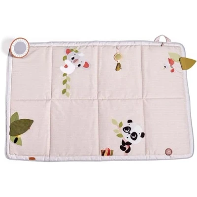 Image of Tiny Love Super Mat, Baby Play Foldable Extra Large Mat (150 x 100cm), 0+ Months, 6 Activities, Soft Tummy Time Mirror, Wooden Rattle, Crinkly Toy, 12 Milestone Cards, Boho Chic
