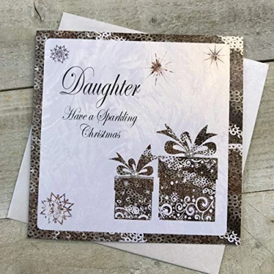Image of White Cotton Cards C2 D &quot;Daughter Have a Sparkling Christmas&quot; Handmade Christmas Card