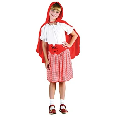 Image of Bristol Novelty CC458 Riding Hood Costume Set for Kids Red and White, Age 6 8 Years Old