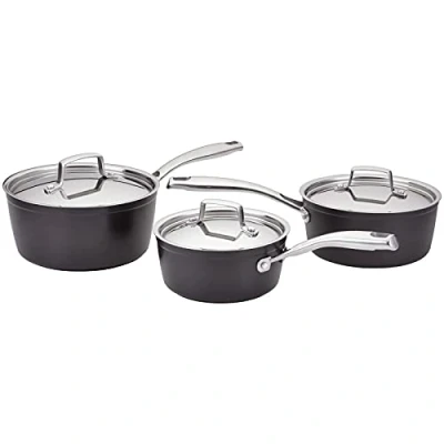 Image of Stellar Rocktanium 3 Piece Saucepan Set with Stainless Steel Lids
