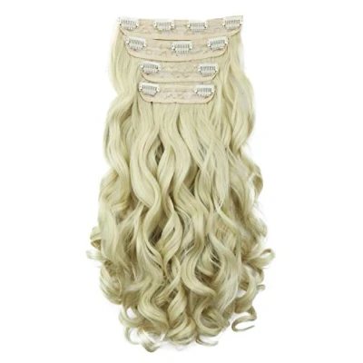Image of CAISHA XXL 24&quot; 4 pcs Full Head Set Clip in Hair Extensions Hairpiece Heat Resisting Light Blonde CES311 1