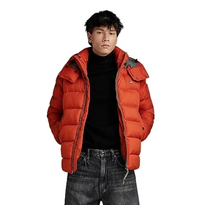 Image of G STAR RAW Men&#039;s Whistler Padded Hooded Jacket, Orange (rooibos tea D20100 D199 G052), XL