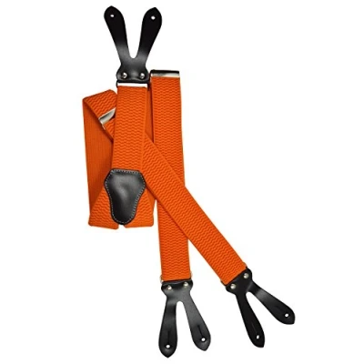 Image of Olata Y Shape Button Down Extra Wide Formal Dress Suspenders/Braces 4cm. Orange